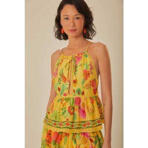 💕FARM RIO💕 Yellow Delicate Fruit Garden Sleeveless Blouse ~ Medium NWT